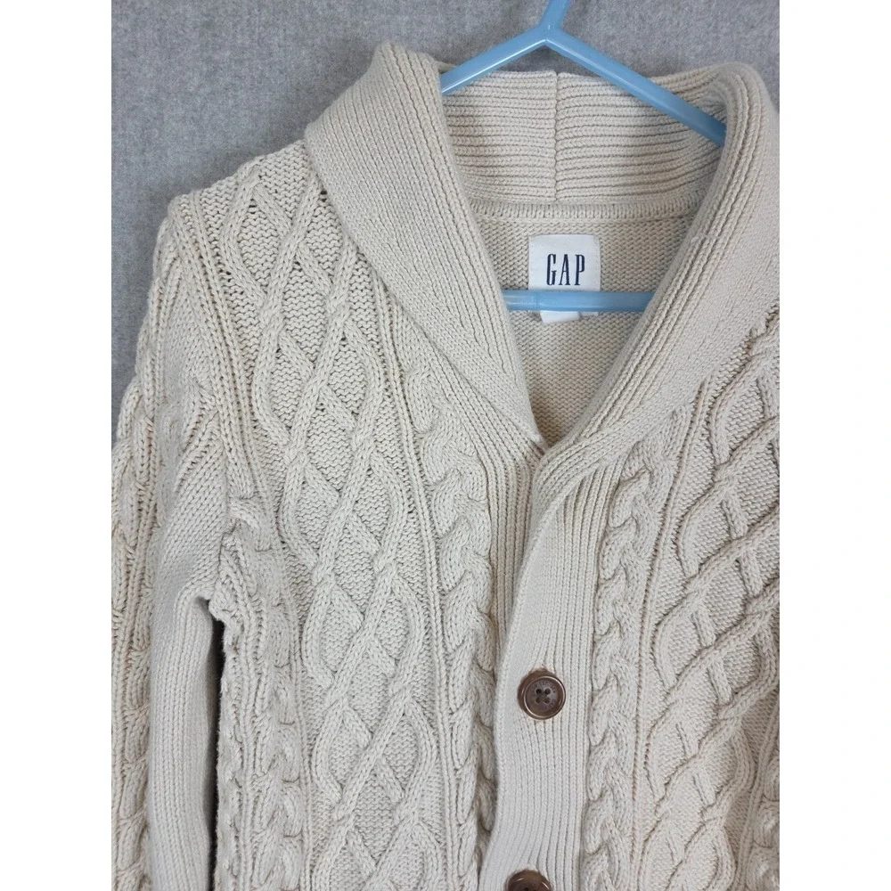 Gap Kids Boys S Shawl Collar Cable Knit Cardigan Sweater‎ Fisherman Ivory Preppy